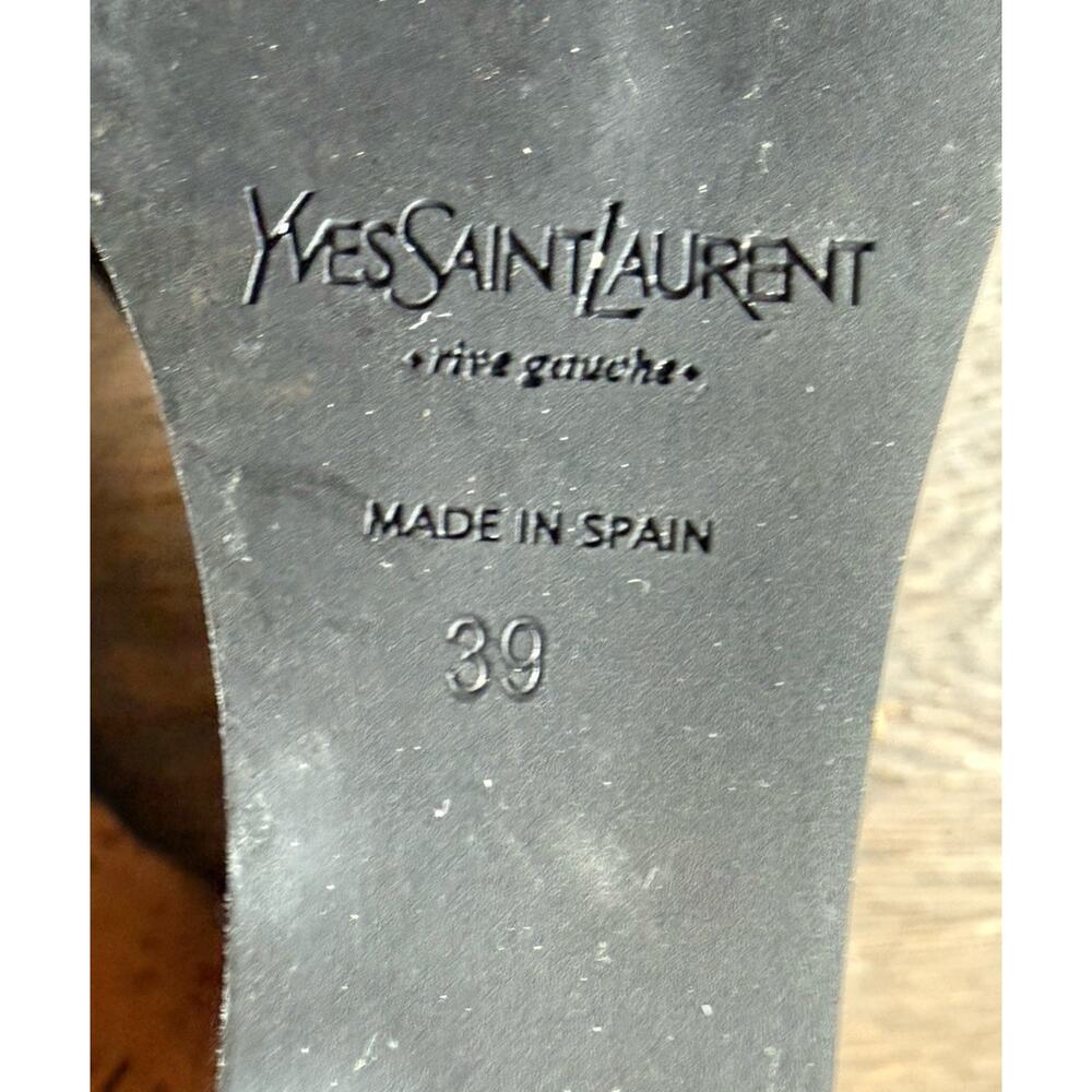 Yves Saint Laurent YSL Rive Gauche Cork Wedge Sandals Black Patent EU 39 US 8.5 - Picture 10 of 10